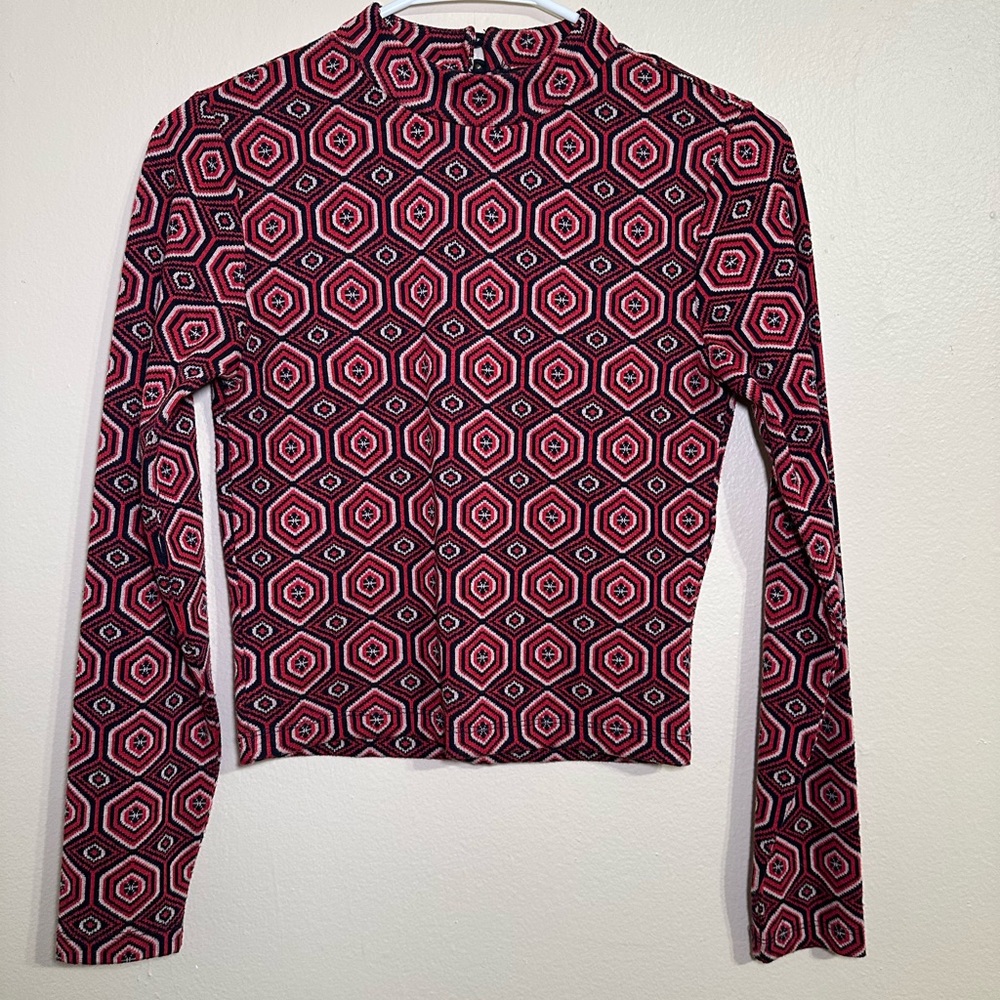 Forever 21 Red, white, navy blue Hexagon long sleeve Shirt